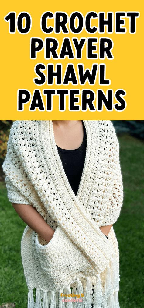 Take a moment to relax and enjoy choosing one of these beautiful crochet prayer shawl patterns. These patterns are perfect for the crafter looking to create something truly special. Star Sprinkled Pocket Shawl Crochet Patterns Wrap Shawl, Crochet Shawls And Wraps With Pockets Free Patterns, Crochet Shawl 1 Skein, Free Crochet Patterns For Prayer Shawls, Free Crochet Shawl With Pockets, Crochet Patterns Shawl Wrap, Knot Yourself Out Crochet Shawl, Crochet Prayer Blanket, Prayer Shawl Patterns Crochet