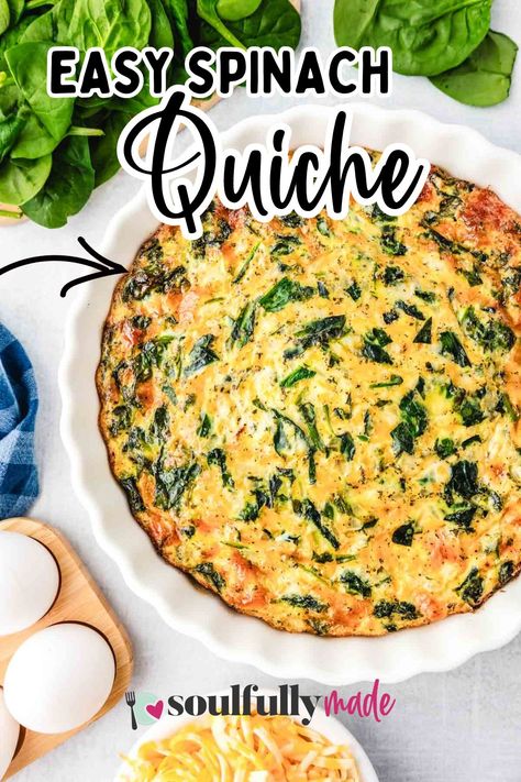 Welcome to my Easy Crustless Spinach Quiche Recipe; yes, we're going crustless! Packed with melty cheese, sweet yellow onions, garlic, vibrant spinach, and fragrant fresh basil, this dish is simply exploding with flavor. Spinach Swiss Quiche, Spinach Ricotta Quiche Crustless, Spinach Broccoli Quiche, Spinach Crustless Quiche Recipes, Easy Crustless Spinach Quiche, Fresh Spinach Quiche Recipes Easy, No Cheese Quiche Recipes, Spinach And Cheese Quiche Recipes, Easy Healthy Quiche Recipes