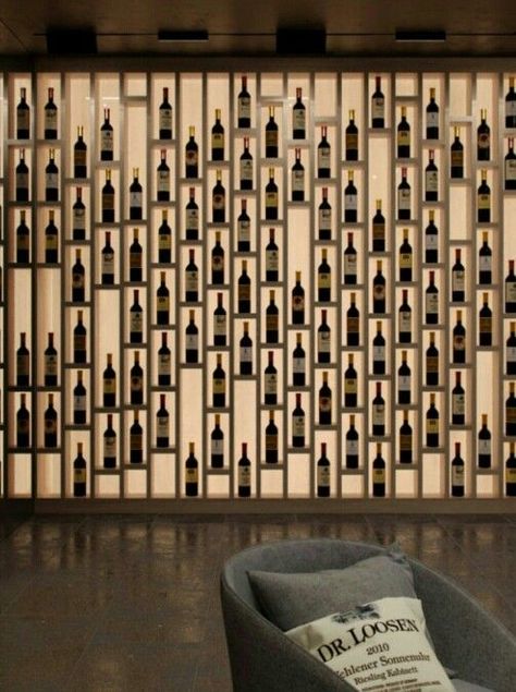 Wine Wall Bar, Restaurant Wine Storage, Wine Wall Restaurant, Backlit Wine Wall, Self Pour Wine Bar, Wine Bar Lighting, Wine Restaurant Design, Home Wine Bar Ideas, Home Wine Cellar Ideas