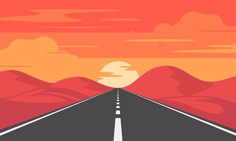 Road Illustration Art, The Road Not Taken Drawing, How To Draw A Road, Winding Road Drawing, Road Graphic Design, Road Tattoo, Road Illustration, Road Drawing, Road Trip Art