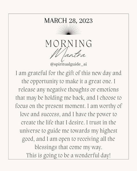 Morning Mantra Positive, Morning Mantra Affirmations, Morning Meditation Mantra, Todays Mantra, Peace Mantra, Coping Statements, Yoga Teacher Quotes, Positive Journal, Morning Mantras