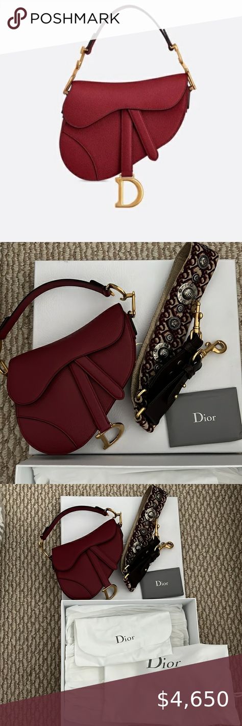 💯 auth Dior mini saddle red grained calfskin & guitar strap excellent condition Dior, Handbags, Guitar, Saddle Dior, Dior Handbags, Guitar Strap, Saddle, Calf Skin, Plus Fashion