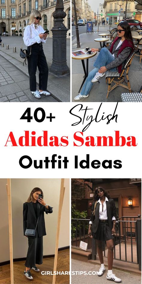 40+ Stylish Adidas Samba Outfit Ideas [2024] For Every Occasion Outfits Con Tenis Adidas, Black Adidas Outfit, Samba Outfit Ideas, Adidas Samba Women, Adidas Samba Outfit Women, Addidas Outfits, Adidas Sneakers Outfit, Samba Adidas Outfit, Sambas Adidas Women Outfit