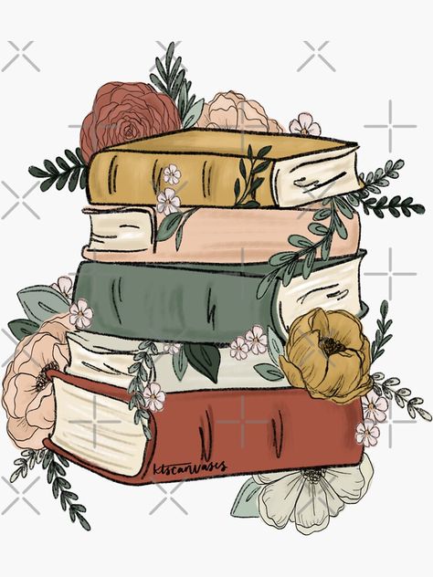 Unique Books stickers featuring millions of original designs created and sold by independent artist... Books Stickers, Sticker Design Inspiration, Book Illustration Art, Book Wallpaper, Books Aesthetic, Book Drawing, Stickers For Sale, Book Art Drawings, Stack Of Books