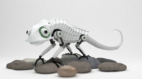 Robotic chameleon Fictional Characters, Models, Art, Cinema 4d, Photoshop, Robot Chameleon, Prop Modeling, Painting Photos