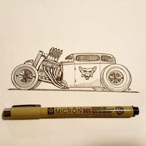 Hot Rod Sketch, Rat Rod Tattoo, Rat Rod Drawings, Hot Rod Drawings, Engine Drawing, Lowrider Drawings, Hot Rod Art, Hotrod Art, 454 Big Block