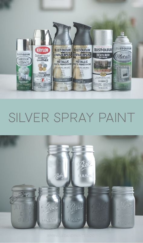 Silver spray paint colors, Rustoleum and Krylon. #Rustoleum #Krylon #DIYspraypainting Silver Spray Paint Furniture, Silver Spray Paint On Metal, Metal Spray Paint, Chrome Spray Paint, Spray Paint Projects, Rose Gold Painting, Silver Spray, Silver Spray Paint, Diy Spray Paint