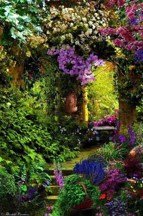 ! Flowers Garden, French Cottage Garden, The Secret Garden, Garden Gate, Enchanted Garden, Flowers And Plants, Gorgeous Gardens, Alam Semula Jadi, Green Gables