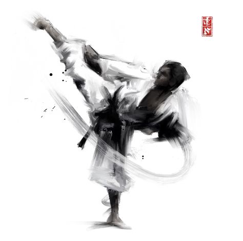 Taekwondo Art, Karate Art, Martial Arts Master, Kyokushin Karate, Affiches D'art Déco, Shotokan Karate, Karate Martial Arts, Brush Art, Samurai Art