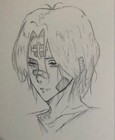 Langa Sk8 Sketch, Anime Fanart Sketch, Langa Sk8 Drawing, Mini Anime Drawing, Anime Drawing Face, Anime Aesthetic Sketch, Sk8 Drawing, Anime Face Art, Anime Face Sketch