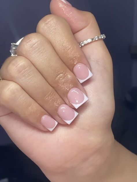 Short French Tip Nails, Overlay Nails, Gel Nails French, Hard Nails, Girly Acrylic Nails, Acrylic Nail Set, Square Nail Designs, Short Square Nails, Colored Acrylic Nails