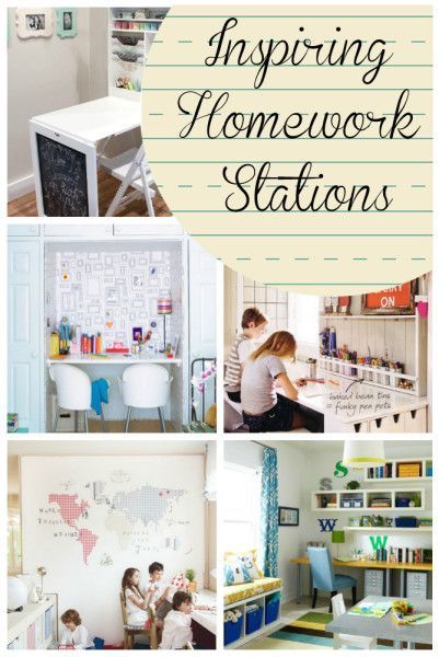 Homework Stations - from tiny to dedicated and quiet study area, these spaces have something for everyone. #backtoschool #school #organization Organisation, Kids Study Room Ideas, Homework Station Ideas, Kids Study Spaces, Homework Ideas, Homework Organization, Homework Station, Kids Homework, School Supplies Organization