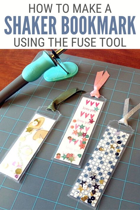 AD: Make a shaker bookmark to keep your place in any book! Click here for the complete step-by-step tutorial using the Fuse Tool by WRMK. #thecraftyblogstalker #fusetool #shakerbookmark #diybookmarks Paper Rabbit, Craft Ideas For Beginners, Fuse Tool, Recycle Crafts, How To Make Glitter, Easy Paper Craft, Origami For Beginners, Bookmark Craft, Paper Bookmarks