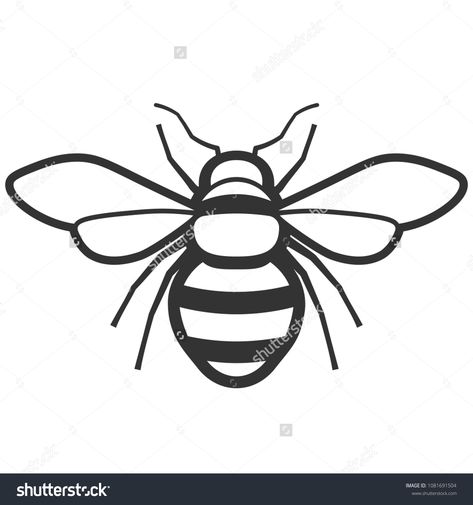 Honey bee black and white icon. Pest control clipart isolated on white backgroundwhite#icon#black#Honey Honey Bee Art Drawings, Bee Outline, Bees For Kids, Bee Sketch, Bee Stencil, Bee Icon, Bee Coloring Pages, Broderie Simple, Bee Drawing