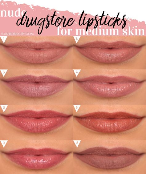 Brown Nude Lipstick, Rose Lip Color, Lipstick On Brown Skin, Best Drugstore Lipstick, Lipstick Guide, Nude Lipstick Shades, Neutral Lipstick, Nude Pink Lipstick, Mauve Lipstick