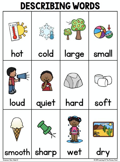 5 Fun Activities for Teaching Adjectives in the Primary Grades - Learning at the Primary Pond Adjective Activity 1st Grade, Teaching Adjectives Activities, Adjective Activities 2nd Grade, Grammar Lessons For Grade 1, Grammar For Kindergarten, Adjectives For Grade 1, Kindergarten Adjectives, Adjective Activities, Kindergarten Grammar