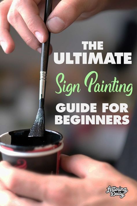 The ULTIMATE sign painting guide for beginners! With this step by step tutorial, you will learn everything you need to know about sign painting lettering! You will learn about the tools, mixing colors and sign painting techniques. This sign painting tutorial is ideal for very beginners! #signpainting #signpaintinglettering #signpaintingtutorial #lettering #handlettering #brushlettering #brushcalligraphy Best Paint For Wood Signs, Paint Letters, Painting Lettering, Sign Lettering, Sign Painting Lettering, Cuadros Diy, Nails Grunge, Painting Guide, Mixing Colors