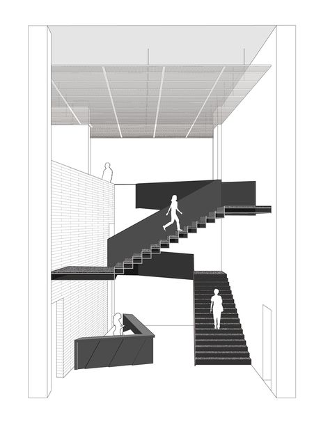 Gallery of Zhi Art Museum / MOZHAO ARCHITECTS - 14 Art Gallery Staircase, Art Gallery Stairs, Museum Architecture Interior, Gallery Plan Architecture, Art Gallery Architecture Plan, Underpass Architecture, Stairs Section, Stairs Design Architecture, Art Gallery Plan