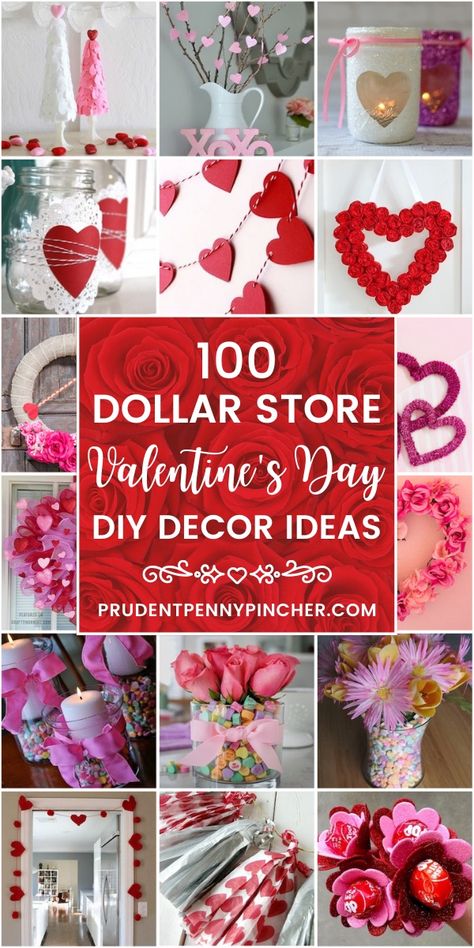 Decorate for less with these dollar store Valentine's Day decorations. From valentine’s day wreaths and valentine’s day centerpieces, there are plenty of valentine’s day decor ideas for your home. #valentinesday #valentine #diy #crafts #homedecor Valentijnsdag Diy, Quotes Valentines Day, Pinterest Valentines, Saint Valentin Diy, Valentines Bricolage, Diy Valentines Day Wreath, Valentine Wreath Diy, Valentine Centerpieces, Valentine's Day Decorations