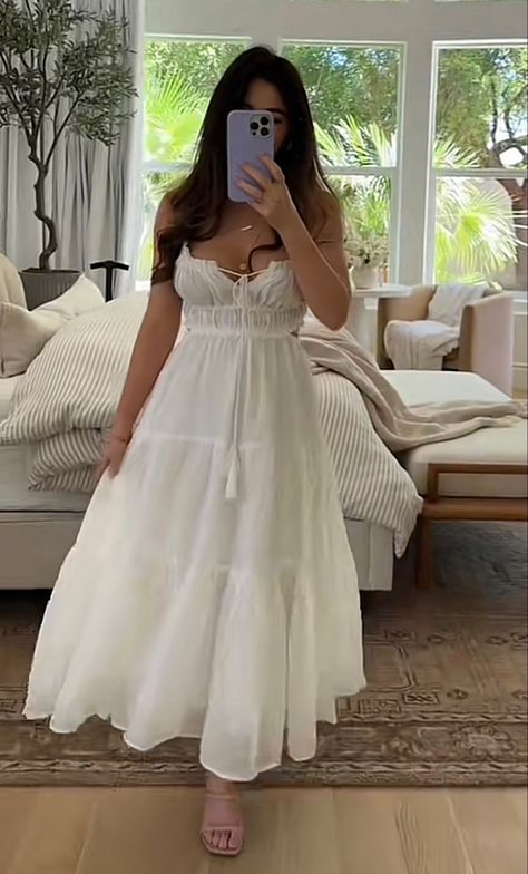 White Sheer Flowy Dress, Flowy Day Dress, Flows White Dress, Simple Long Flowy Dress, White Flowy Sundress, White Flowy Dress Black Woman, Flowy Fancy Dress, Flowy Feminine Dresses, Simple White Sundress