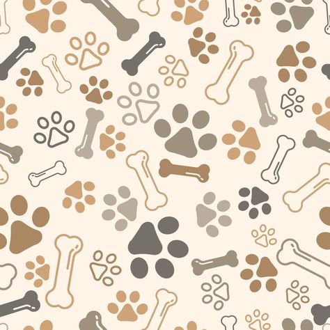 Dog Paw seamless pattern vector bone dog footprint pattern cartoon tile fancy cream background repeat scarf isolated illustration gift or wrapping paper puppy texture Dog Paw Drawing, Paw Illustration, Paw Print Background, Puppy Backgrounds, Paw Background, Paw Wallpaper, Dog Footprint, Small Dog Tattoos, Dog Print Tattoo