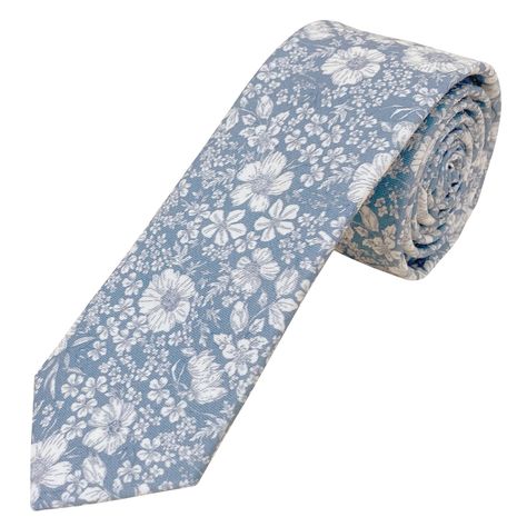 PRICES MAY VARY. 100% Cotton Imported Dry Clean Only Luxury Skinny Necktie – A stylish, yet casual look these men’s skinny ties can fit both formula wear and dress-down styles, so you can wear them for parties, events, weddings, or family pictures. Long, Easy-Knot Length – Our skinny ties for men are 57” in length and 2.36” wide which makes it easier to tie a wide range of classic knots including the Windsor, Four in Hand, Eldredge, and Trinity. Smooth Cotton – Our skinny neckties for men are co Light Blue Floral Tie, Coastal Wedding Attire, Garden Wedding Groom Attire, French Themed Wedding, Mens Wedding Ties, Blue Floral Tie, Yellow Wedding Colors, Floral Ties, Weekend Fashion