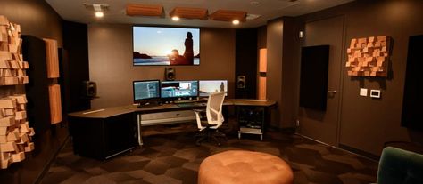 A Look At Adobe's New Hollywood Editing Suite — Premiere Bro Angeles, Video Editing Studio, Video Editing Suite, Black Leather Couch, Post Production Studio, Editing Studio, Editing Suite, Home Studio Setup, Recording Studio Design