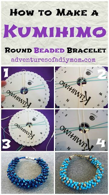 Kumihimo Beaded Bracelets Tutorial Free Jewelry Making Projects, Kumihimo Tutorial, Diy Mom, Kumihimo Jewelry, Bracelets Tutorial, Kumihimo Patterns, Kumihimo Bracelets, Pulseras Diy, Beaded Bracelets Tutorial