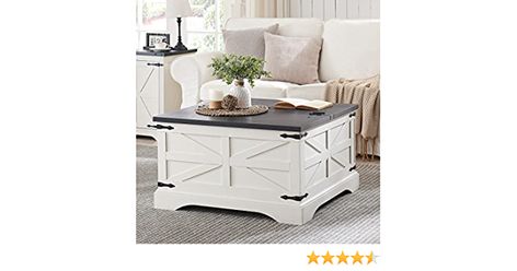 Amazon.com: JXQTLINGMU Farmhouse Coffee Table, Square Wood Center Table with Large Hidden Storage Compartment for Living Room, Rustic Cocktail Table with Hinged Lift Top for Home, White : Home & Kitchen Square Coffee Table Decor, Farmhouse Coffee Table With Storage, Coffee Table Convert To Dining Table, White Coffee Table Living Room, Coffee Table Styling Tray, Wood Center Table, Living Room Table Decor, Trendy Coffee Table, Modern Farmhouse Coffee Table