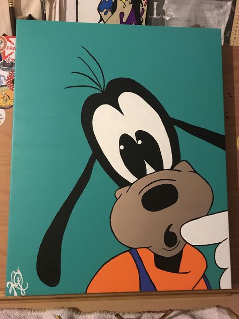 Disney Simple Paintings, Inside Out Painting Canvases, Disney Cartoon Paintings, Painting Disney Ideas, Easy Paintings On Canvas Ideas, Cute Paintings Easy, Winnie The Pooh Painting, Cartoon Paintings Easy, Disney Princess Paintings