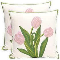 Living Room Sofa Bed, Tulip Pillow, Floral Pillowcase, Embroidered Throw Pillows, Embroidered Pillow Covers, Sofa Throw Pillows, Flower Pillow, Pink Bedding, Bed Pillows Decorative