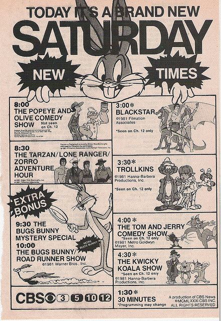 The best Saturday morning shows!!!  CBC Saturday morning cartoons ad, 1981 by kerrytoonz, via Flickr Saturday Morning Cartoons 80s, Cartoons Collage, Cartoons Quotes, Saturday Morning Cartoons 90s, Saturday Morning Quotes, Saturday Cartoon, 70s Cartoons, Childhood Memories 70s, Morning Cartoon