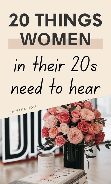Read 20 pieces of life advice for women in their 20s. This is the advice I would tell my younger self and I hope it will empower you in your 20s. If you're struggling in your twenties (which is completely normal) and you need help - consider this a guide on how to survive your 20s. Woman In Her 20s, Women In Their 20s, In Your Twenties, Women Advice, Your Twenties, Younger Self, Advice For Women, Your 20s, Losing 40 Pounds