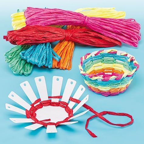 Card Basket Weaving Kits 6 Colors of Raffia, Finished Size 10cm, Kid's Craft Activities Great for Mother's Day & Easter- Pack of 4 Kindergarten Flower Art, Tp Crafts, Diy – Velikonoce, Therapy Interventions, Upcycle Crafts, Yarn Crafts For Kids, Weaving For Kids, Weaving Kit, Daycare Activities