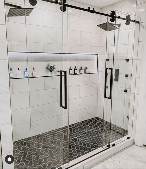 Tiled Double Shower Ideas, Contemporary Shower Design, 10x14 Master Bath Layout, Two Person Walk In Shower Master Bath, Walk In Farmhouse Shower Ideas, Walk In Shower With Door In Middle, Modern Shower Design Luxury, Double Shower Bathroom Ideas, Double Walk In Shower Ideas Master Bath