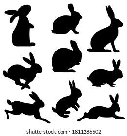 Similar Images, Stock Photos & Vectors of Set of Rabbit Silhouettes - Vector Image - 312693803 | Shutterstock Graphic Illustrations, Easter Crafts, Rabbits, Rabbit Silhouette, Silhouette Vector, Vector Image, Image Illustration, Graphic Illustration, Stock Illustration