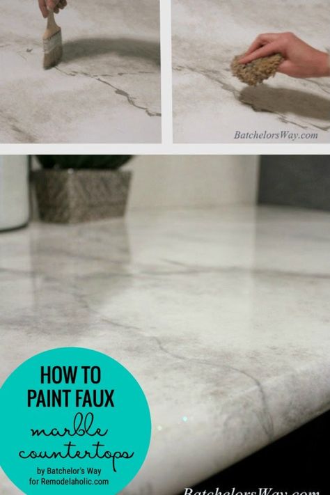 Diy Marble Counter Tops, Faux Marble Countertops, Diy Faux Marble, Painting Kitchen Countertops, Faux Marble Countertop, Countertop Makeover, Faux Granite, Diy Kitchen Countertops, Painting Countertops