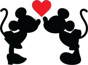 Mickey And Minnie Svg Free, Mickey And Minnie Silhouette, Mini Y Mickey, Mickey Minnie Love, Kissing Silhouette, Silhouette Cameo Projects Vinyl, Disney Themed Classroom, Mickey And Minnie Kissing, Mickey And Minnie Wedding