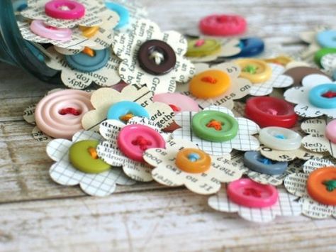 Button Crafts, Candy Card, Scrapbook Flowers, Card Embellishments, Candy Cards, Button Art, Scrapbooking Embellishments, Scrapbook Embellishments, Diy Vintage