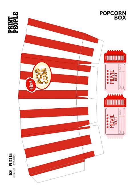 Popcorn box template for couples his and hers A4 - Click to view on Ko-fi - Ko-fi ❤️ Where creators get support from fans through donations, memberships, shop sales and more! The original 'Buy Me a Coffee' Page. Templates To Print Out, Cinema Tickets Printable, Popcorn Box Diy Free Printable, App Week Ideas, Diy Movie Tickets Template, Printable Popcorn Box Template, Cute Ticket Design, Printable Movie Tickets Templates Free, Popcorn Template Free Printable