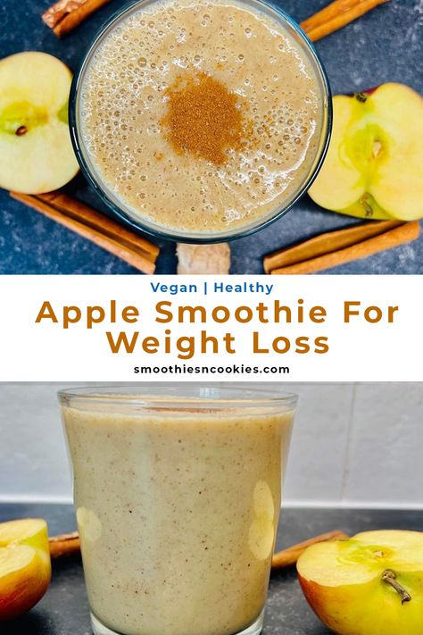 Apple Smoothie For Weight Loss Cinnamon Apple Smoothie, Apple Oats Smoothie, Smoothies With Apples, Apple Smoothie Recipes Healthy, Smoothie Recipes Apple, Healthy Apple Smoothie, Smoothie Apple, Banana Smoothie Recipe Healthy, Low Fat Smoothies