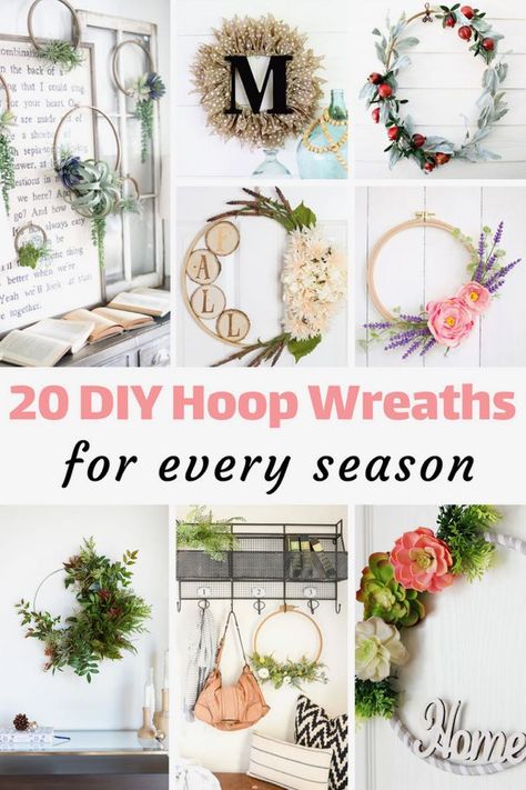 You definitely need to make one (or maybe more) of these DIY hoop wreaths for your home! They're so pretty and so quick and easy to make! - Design Dazzle Metal Circle Wreath, Hoop Wreath Ideas, Spiral Wreath, Diy Hoop Wreath, Hoop Decor, Framed Flowers, Hoop Wreaths, Floral Hoop Wreath, Arrange Flowers