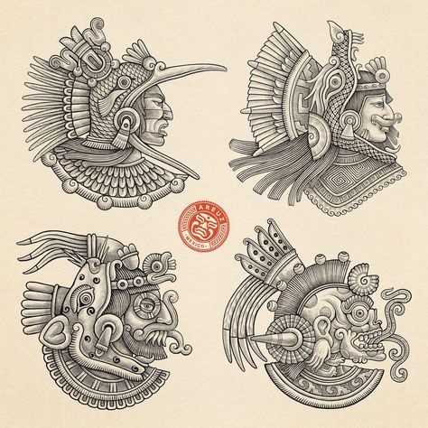 AREÚZ (@areuz_) • Instagram photos and videos Aztec Drawing, Mexico Tattoo, Aztec Artwork, Jaguar Tattoo, Mayan Tattoos, Aztec Tattoos, Mexican Art Tattoos, Aztec Tattoo Designs, Mexican Culture Art