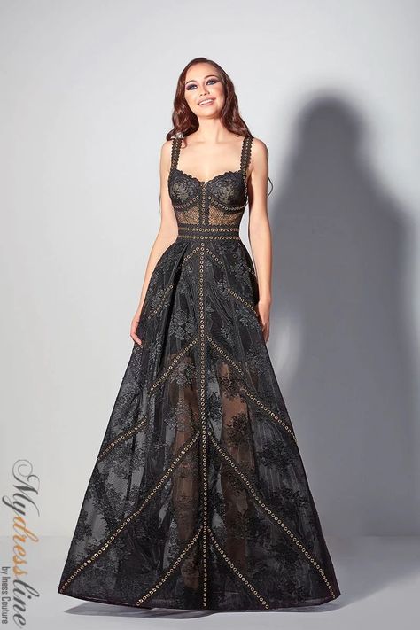 Be the star of the evening in this stunning long dress! Crafted from luxurious lace and adorned with a v-neckline, you'll make a memorable entrance in this delightful design. The A-line silhouette will flatter your figure, and the strappy details and zipper back closure add the perfect finishing touch. Perfect for spec Couture, Haute Couture, Magical Gown, Black Gala Dress, Two Piece Evening Dresses, Gowns Dresses Elegant, Plastic Dress, Diamond Dress, Nude Dress