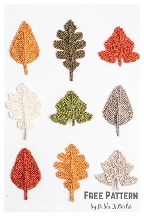 Fall Leaves Free Knitting Pattern Knitted Leaves, Leaf Knitting Pattern, Pretty Leaves, Fall Knitting, Pretty Leaf, Gravel Road, Fall Patterns, Mini Skein, Fall Projects