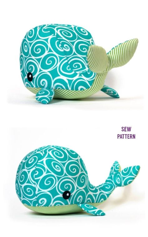 DIY Fabric Whale Plush Sewing Pattern Easy Sewing Projects Animals, Sewing Animals Patterns, Octopus Plush Pattern, Fabric Toys Diy, Sew Toys, Plush Sewing, Whale Plush, Sew Patterns, Toys Diy