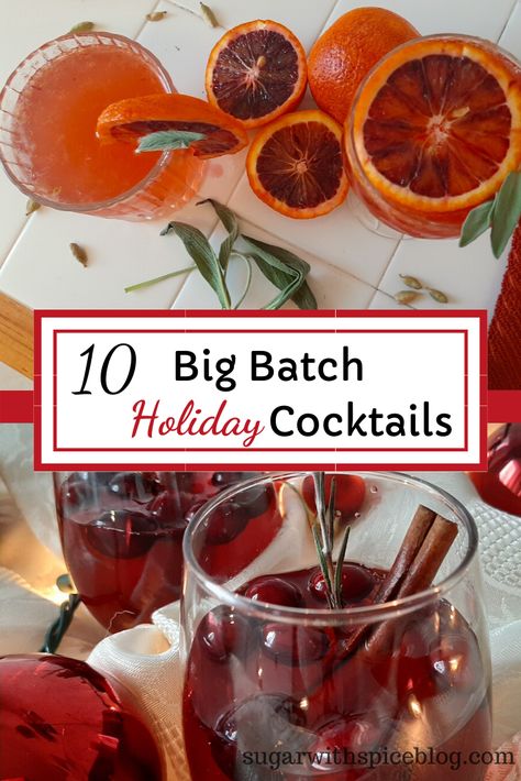 Batch Holiday Cocktails, Party Cocktails Big Batch, Holiday Cocktails Thanksgiving, Christmas Cocktails Vodka, Big Batch Cocktails, Nye Drinks, New Years Eve Drinks, Batch Cocktail Recipe, Christmas Cocktails Easy