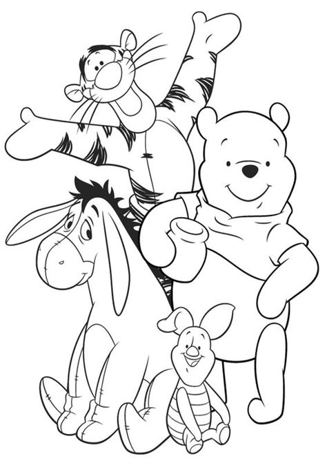 Free & Easy To Print Winnie the Pooh Coloring Pages - Tulamama Winnie The Pooh All Characters Drawing, Disney Colouring In Free Printable, Winnie The Pooh Coloring Pages Printables Free, Pooh Bear Coloring Pages, Winnie The Pooh And Friends Coloring Pages, Free Printable Winnie The Pooh Coloring Pages, Pictures To Colour In, Disney Character Coloring Pages, 80s Cartoon Coloring Pages