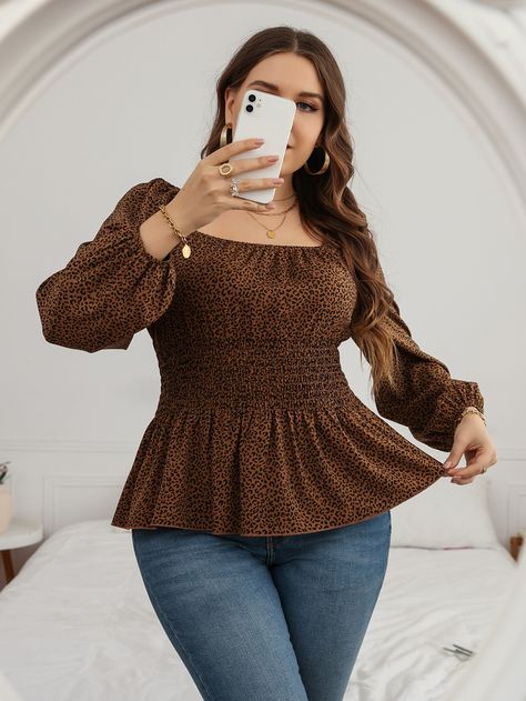 Blouse Peplum, Moda Curvy, Women Blouses Fashion, Peplum Shirts, Elegant Blouses, Peplum Blouse, Plus Size Shirts, Lantern Sleeve, Teenage Fashion Outfits