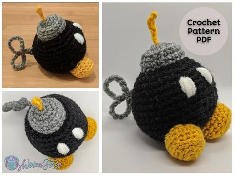 Bobby the Bomb Crochet Amigurumi Pattern PDF Geeky | Etsy Amigurumi Patterns, F Bomb Crochet Pattern Free, Geeky Crochet Patterns, Nerd Crochet, Geeky Crochet, Crochet Super Mario, Fantasy Crochet, Crochet Feather, Crochet Kids